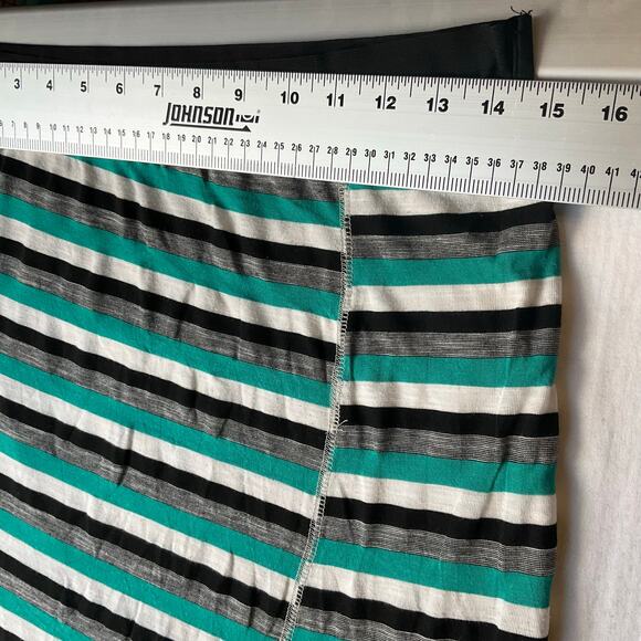 WallpapHER Women Maxi Skirt size M Stretchy Casual Stripes Green & Black - Picture 2 of 8